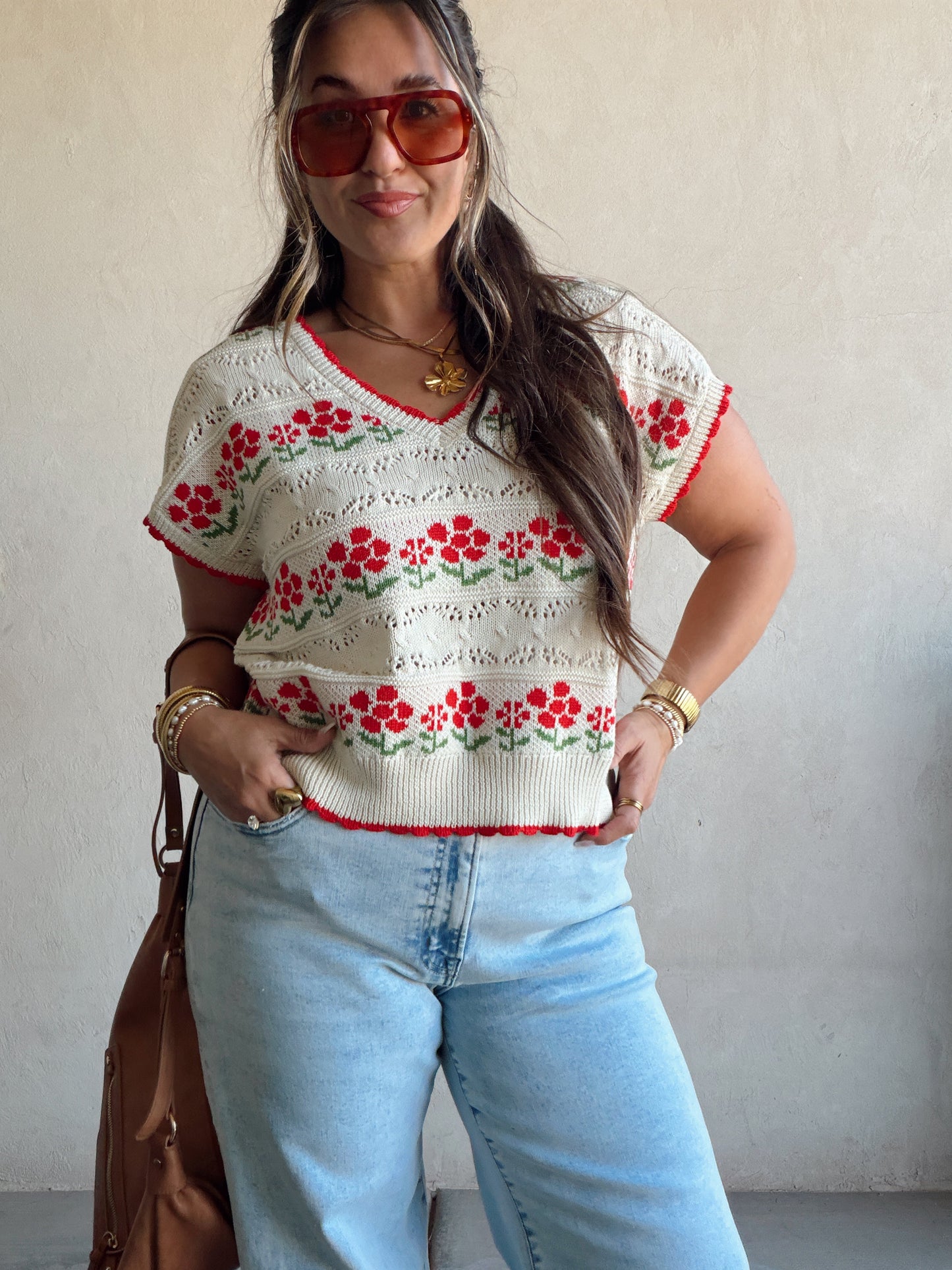 Kendall Floral Top in Cream Floral