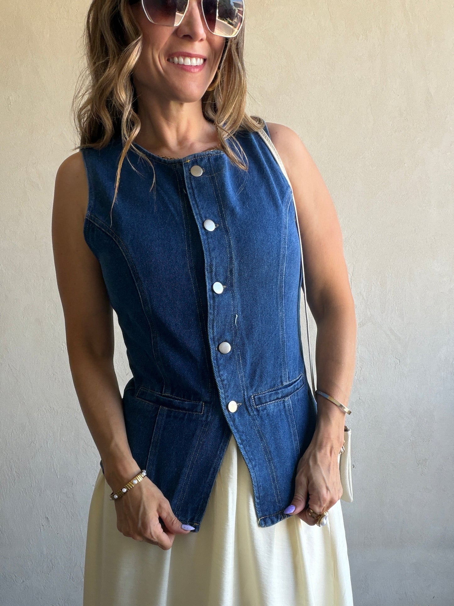 Nat Vest in Dark Denim