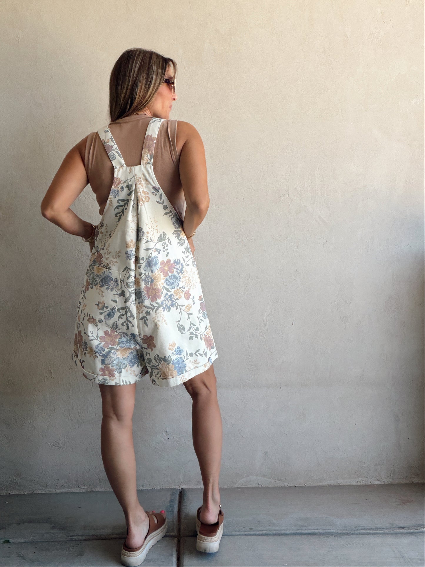 Olivia Overalls in Cream Floral
