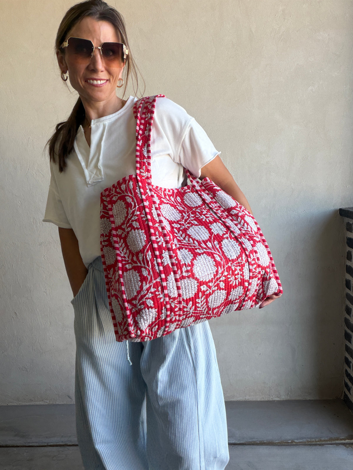 Mindee Quilted Bag – Red Floral