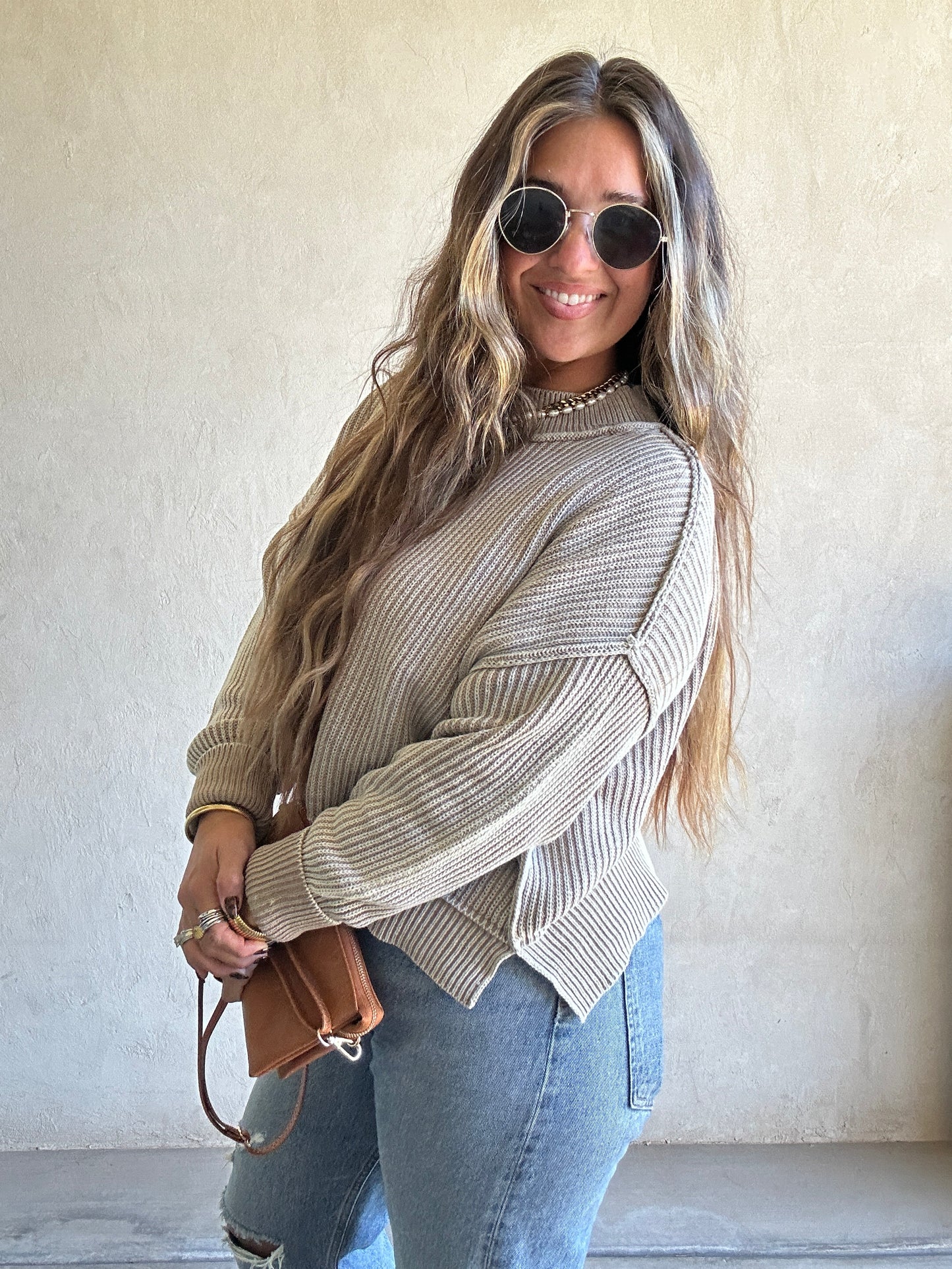 Isla Sweater in Mineral Washed Taupe