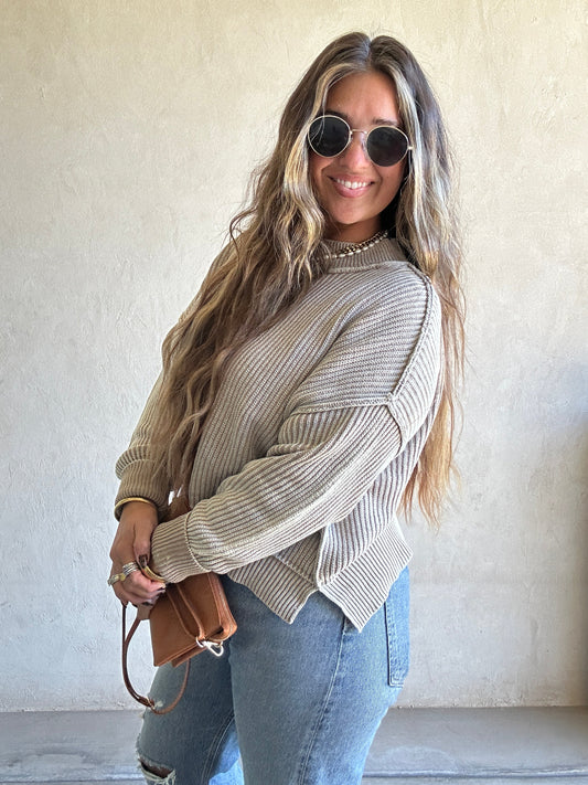 Isla Sweater in Mineral Washed Taupe