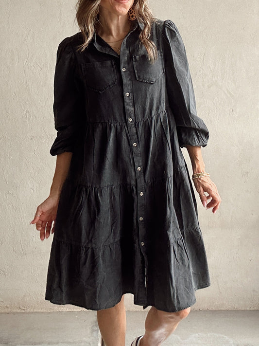 Kenlee Tiered Dress in Black