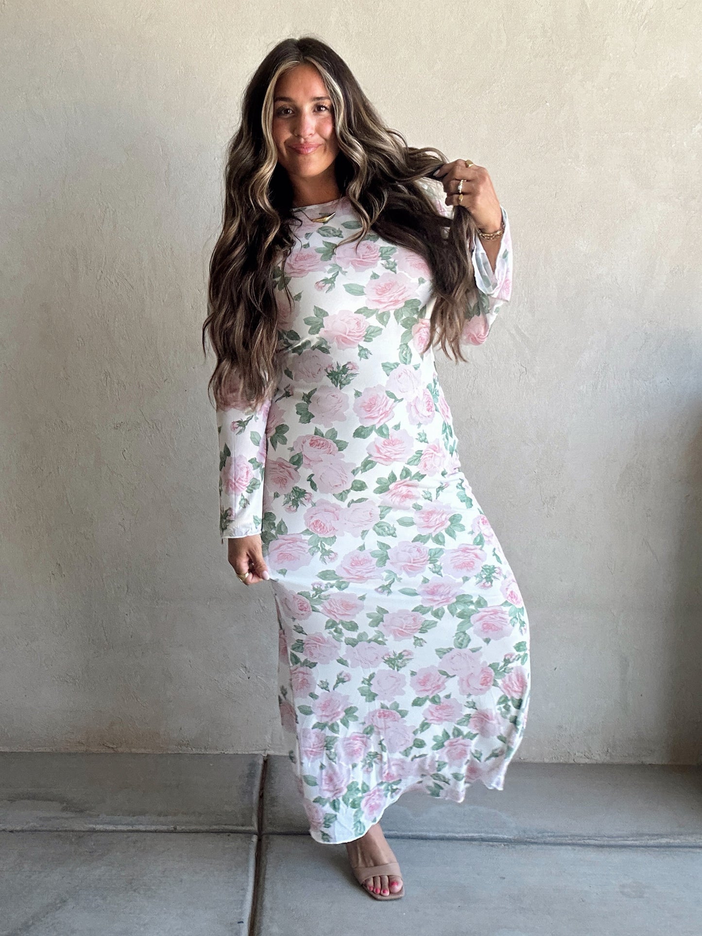 Reece Dress in Ivory Rose