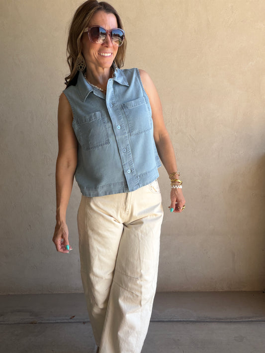 Cassy Barrel Pants in Cream