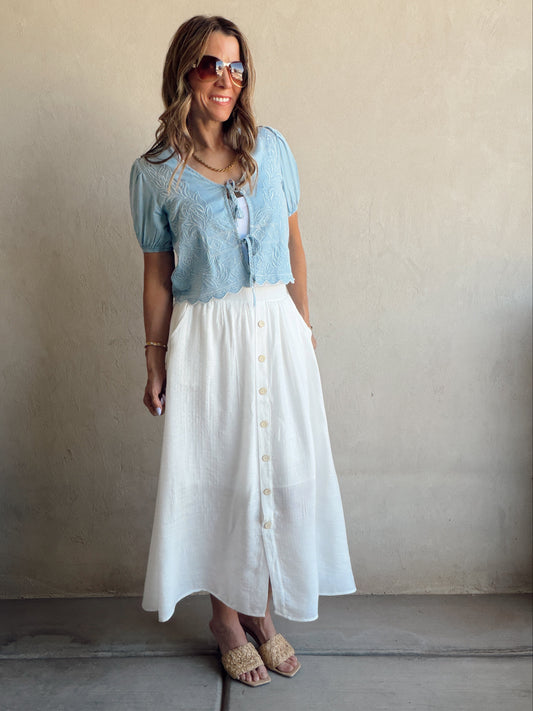 Kynlee Skirt in Linen White