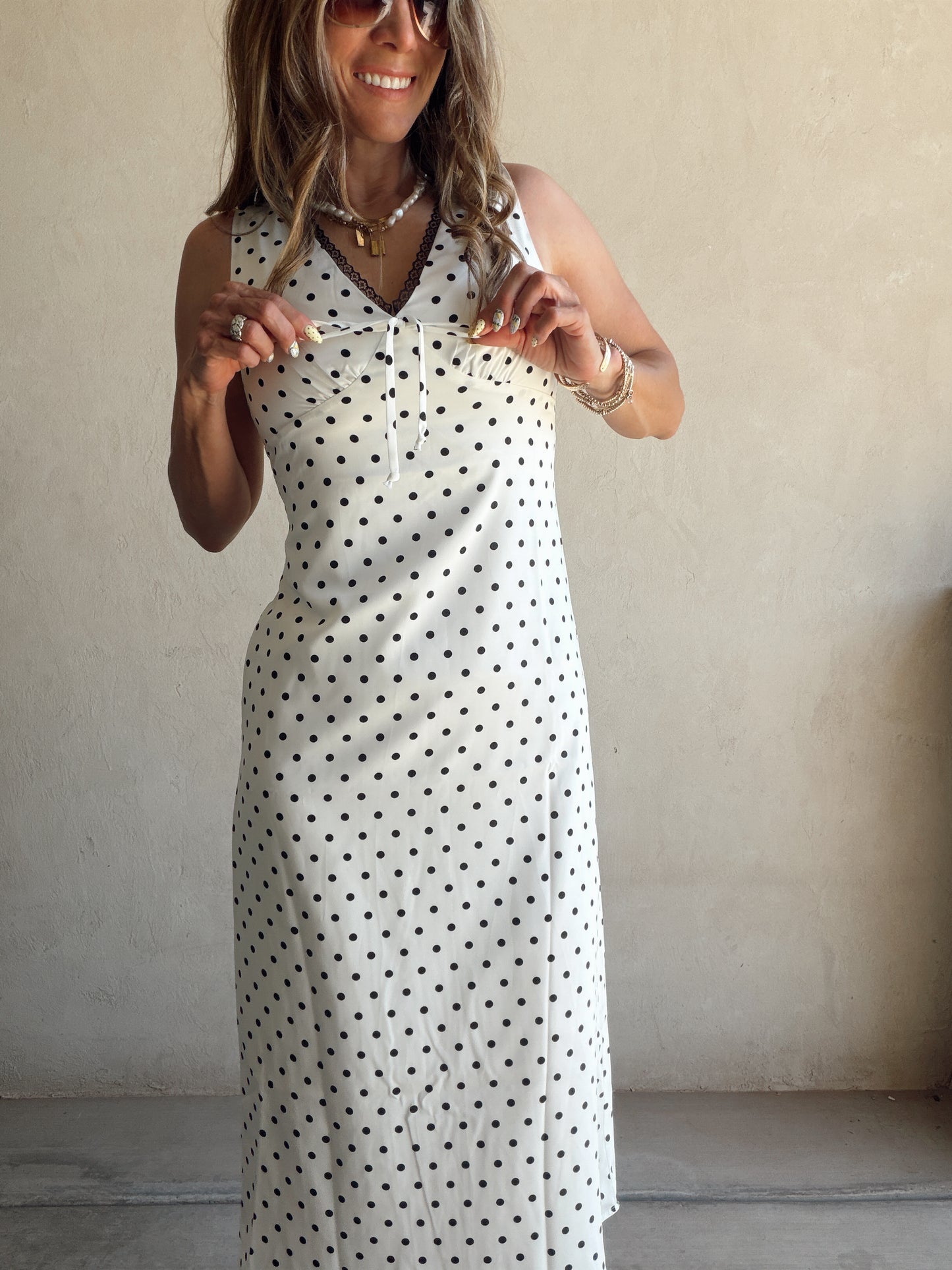 Percy Polka Dot Dress in Ivory