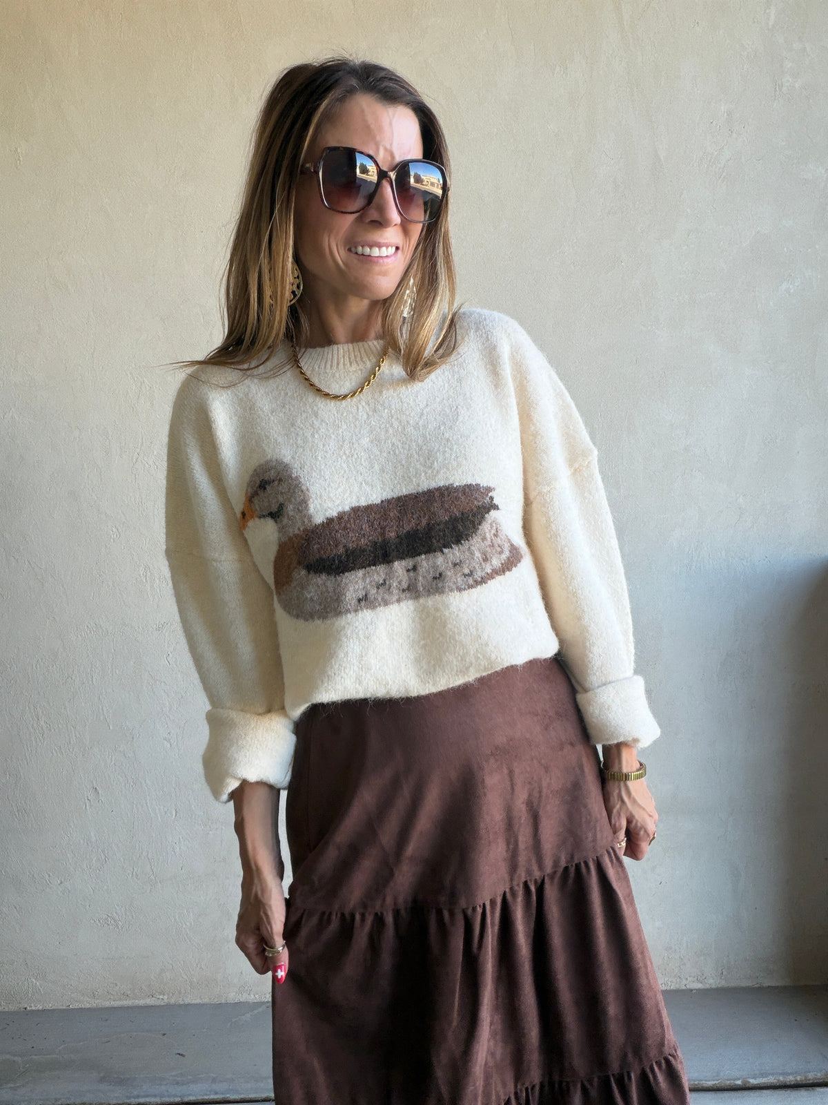 Mallard Duck Sweater in Cream