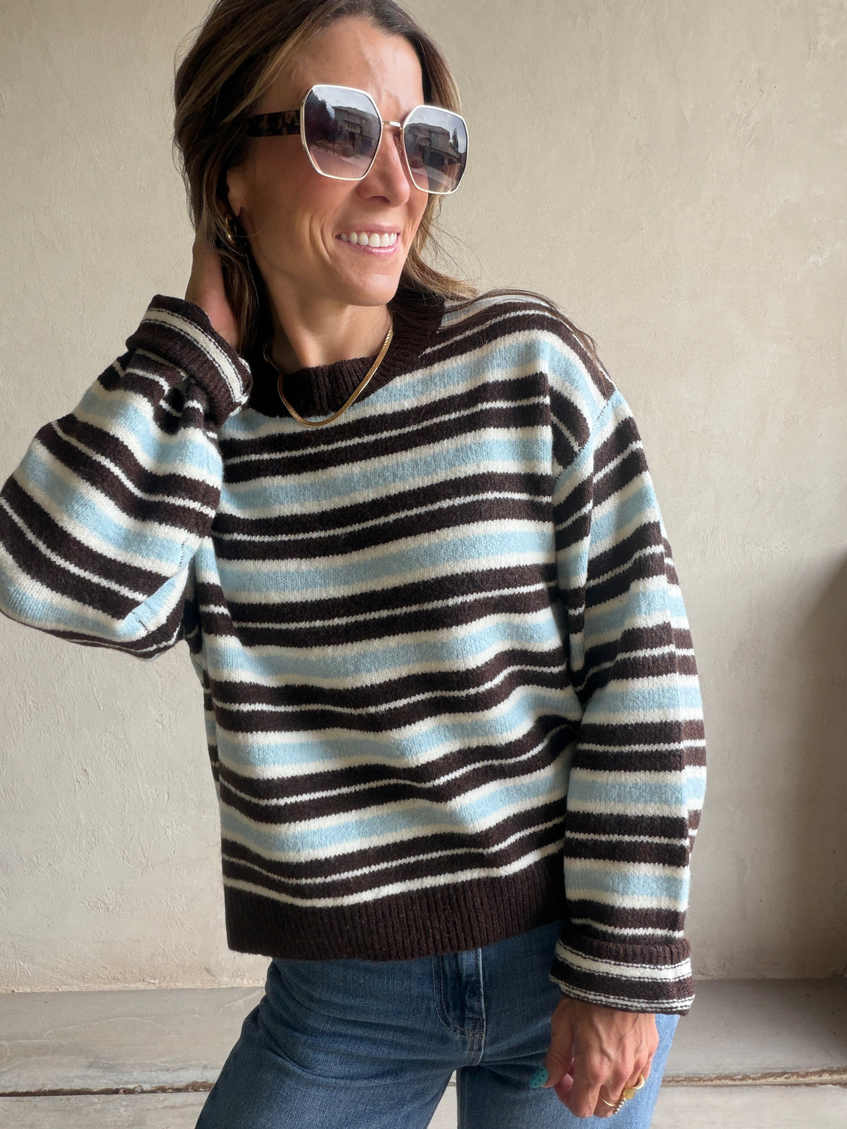 Beth Striped Sweater in Brown