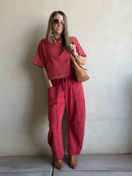 Clara Set in Mineral Washed Crimson Red