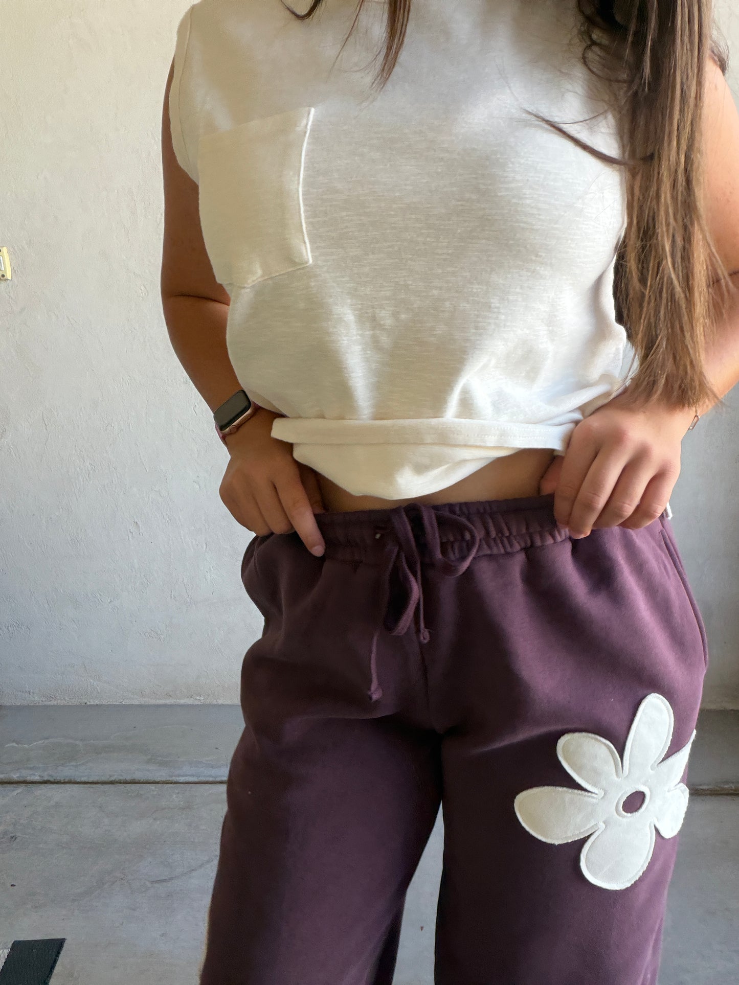 Flower Sweatpants in Eggplant