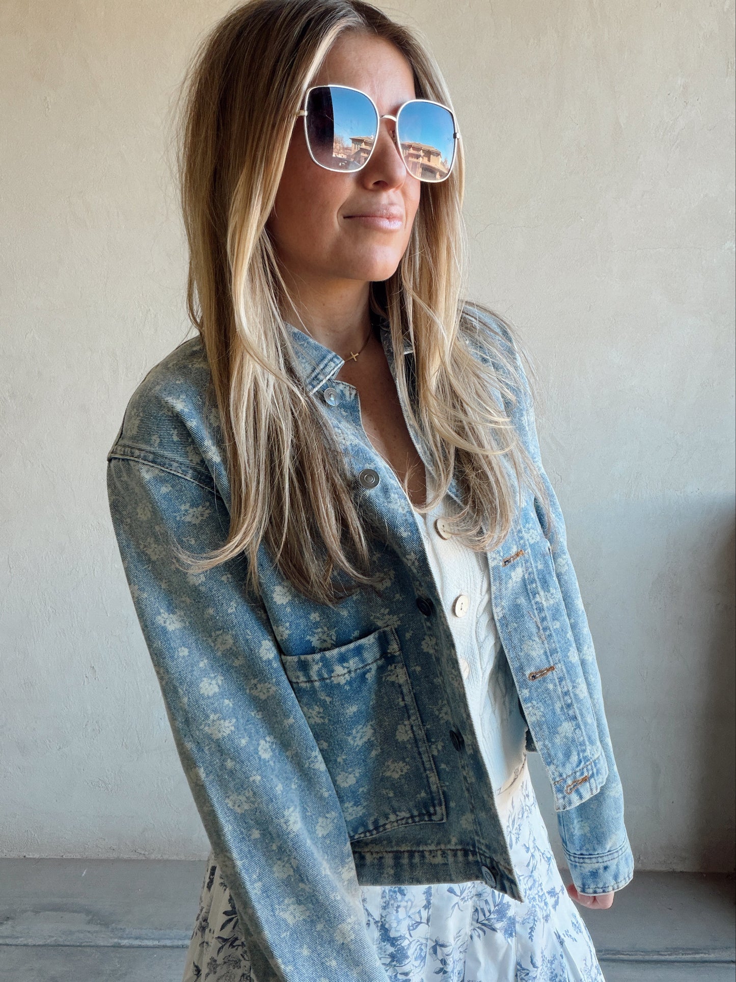 Aubrey Floral Denim Jacket