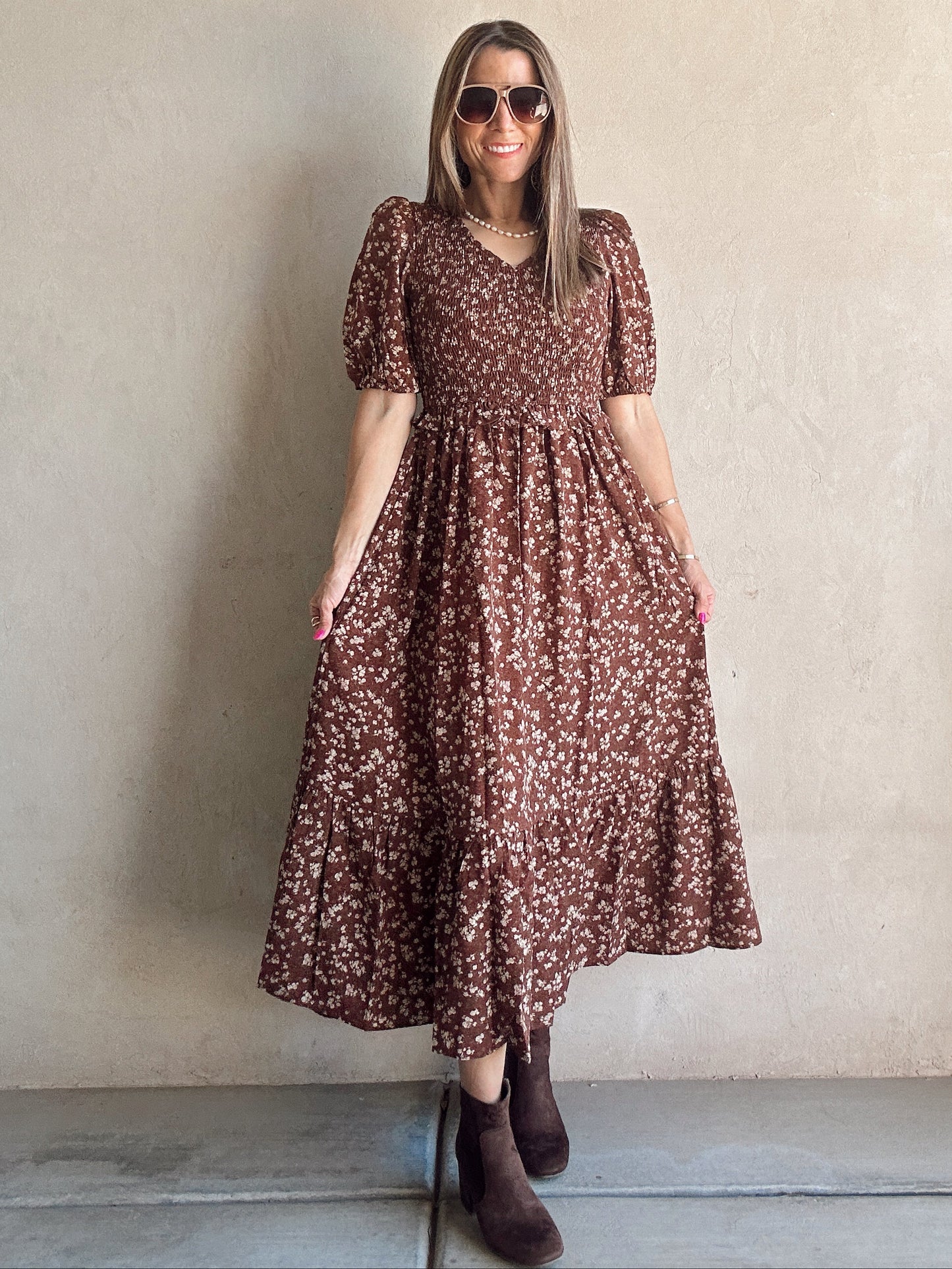 Raegan Dress in Brown