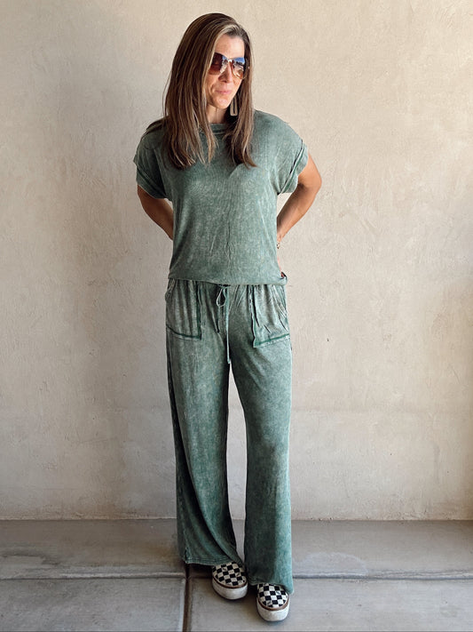 Jackie Ribbed Set in Green