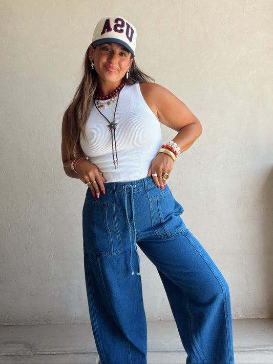 Kira Denim Pants in Dark Wash