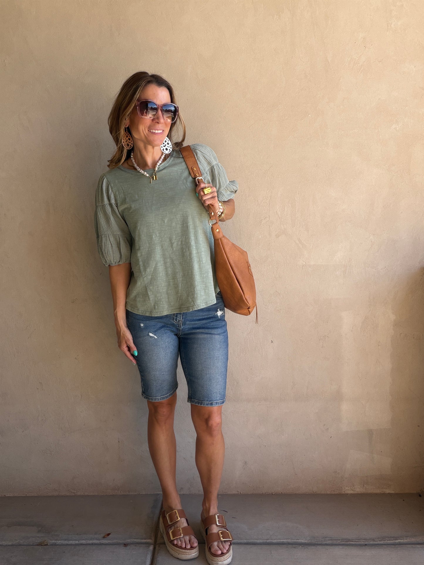 Jenny Gauze Sleeve Top in Sage