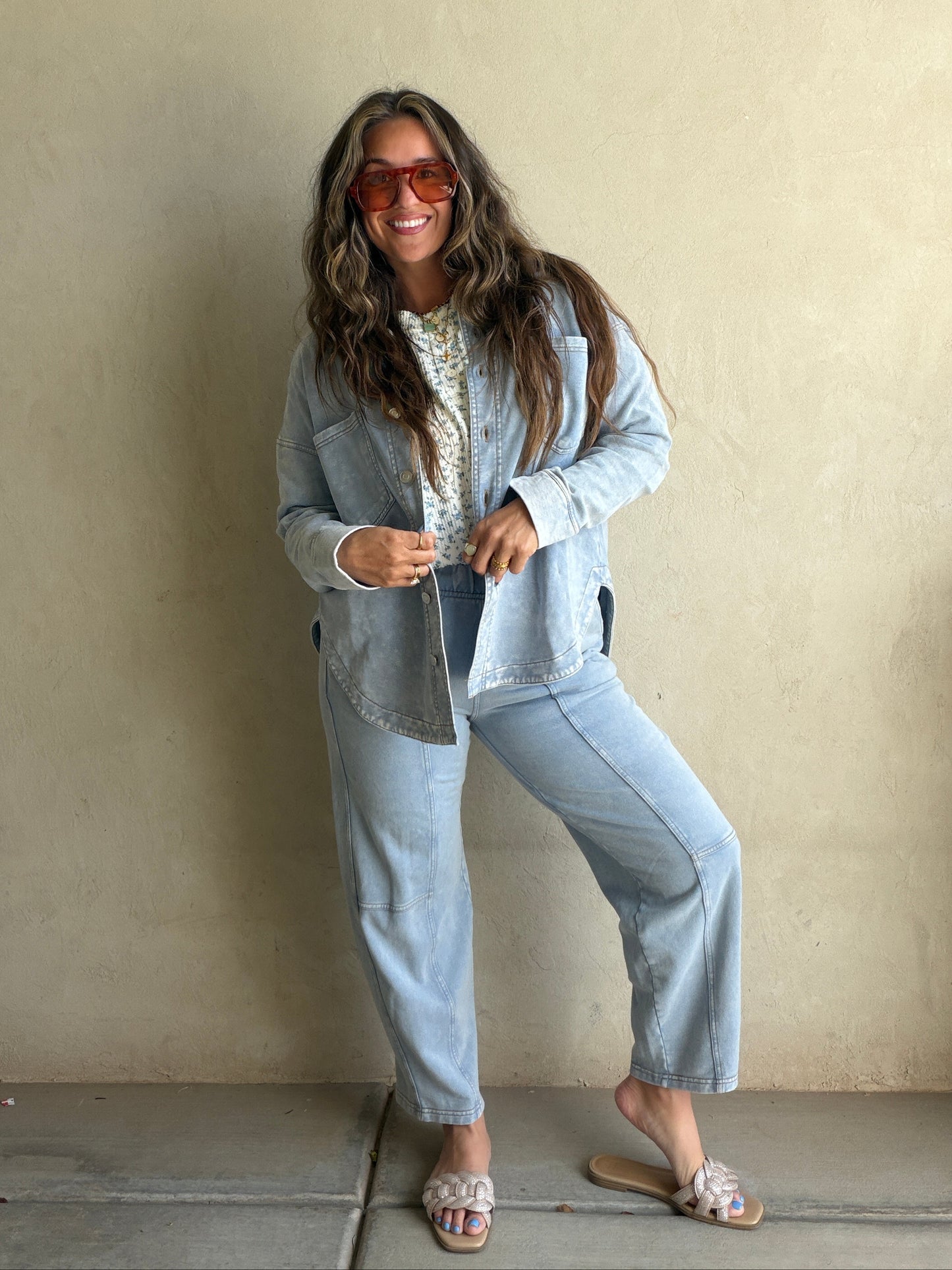 Keri Set in Acid Wash Blue