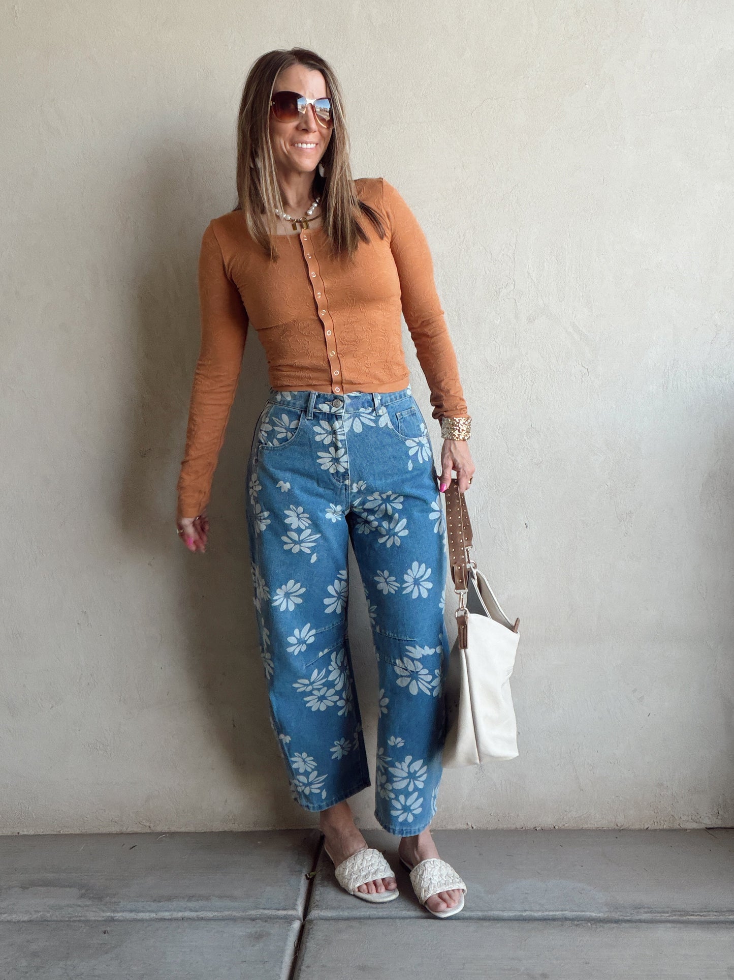 Becca Floral Jeans in Denim