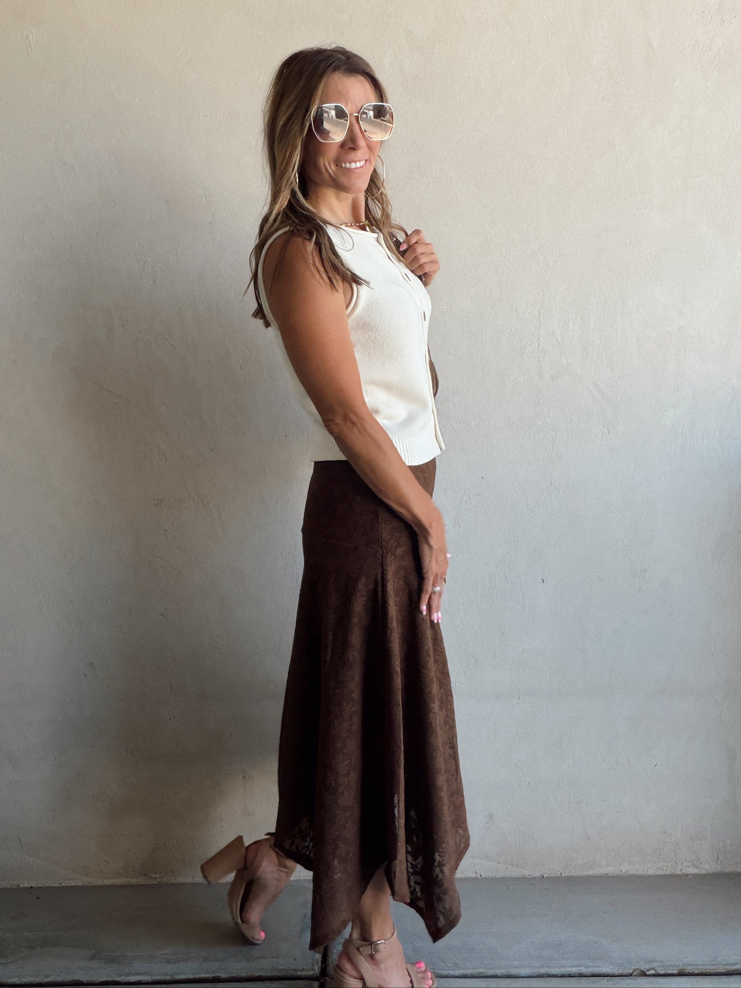 Lachelle Lace Skirt in Brown