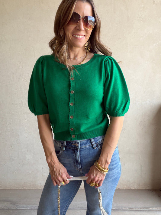 Emmie Button Down Sweater in Green