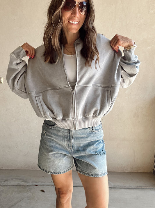 Kayla Bomber Jacket in Sleet