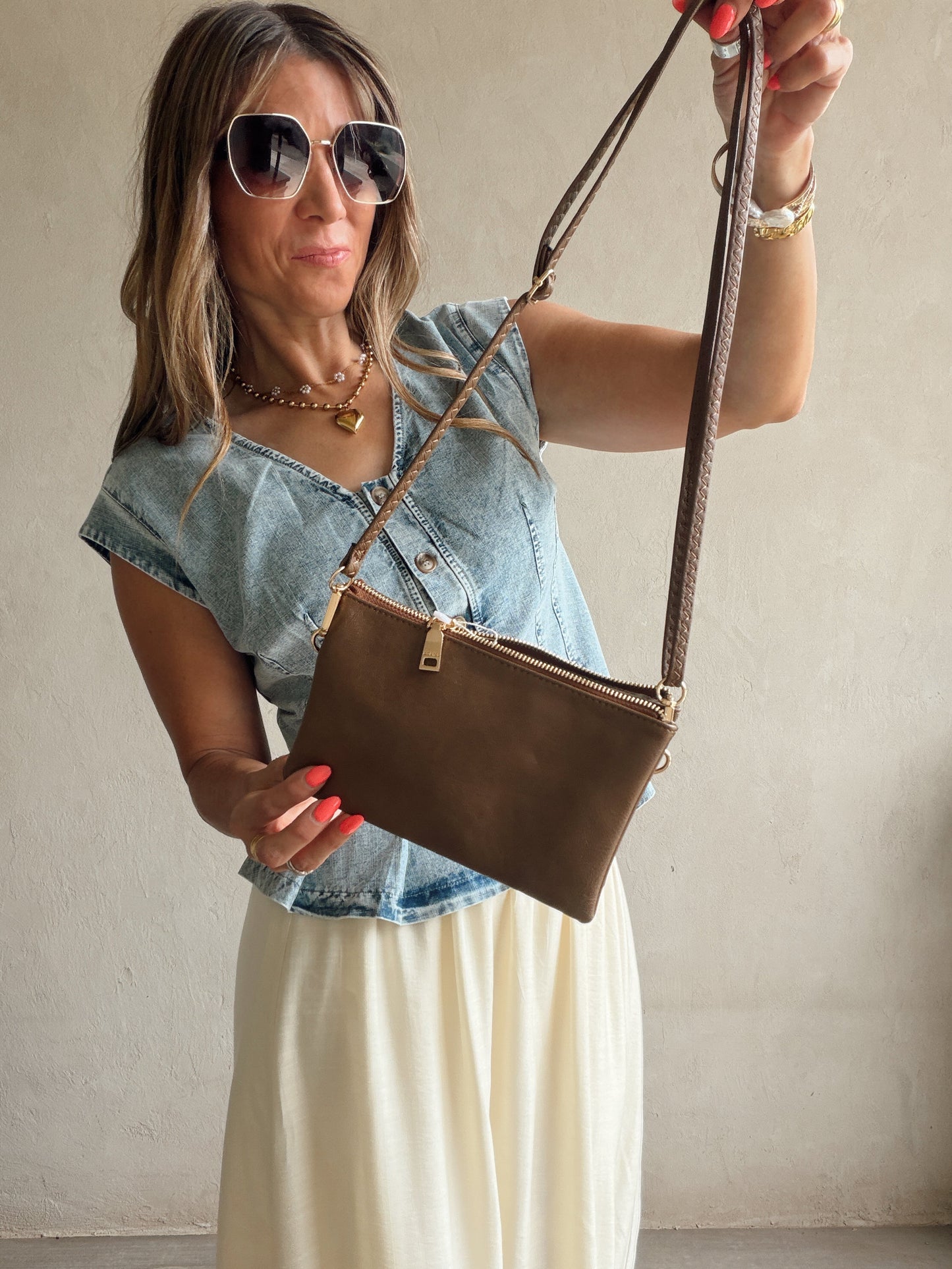 Saree Crossbody Purse in Brown