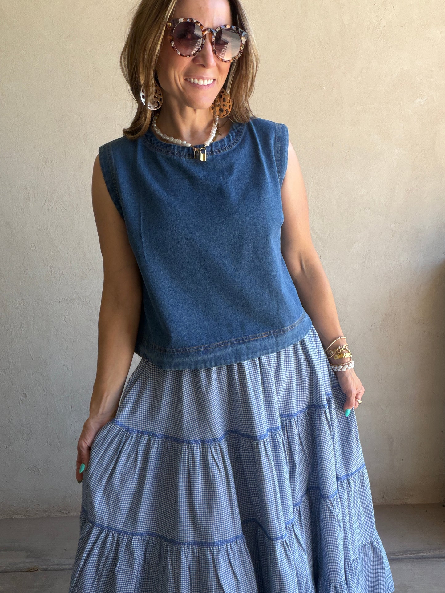 Ginny Sleeveless Top in Denim