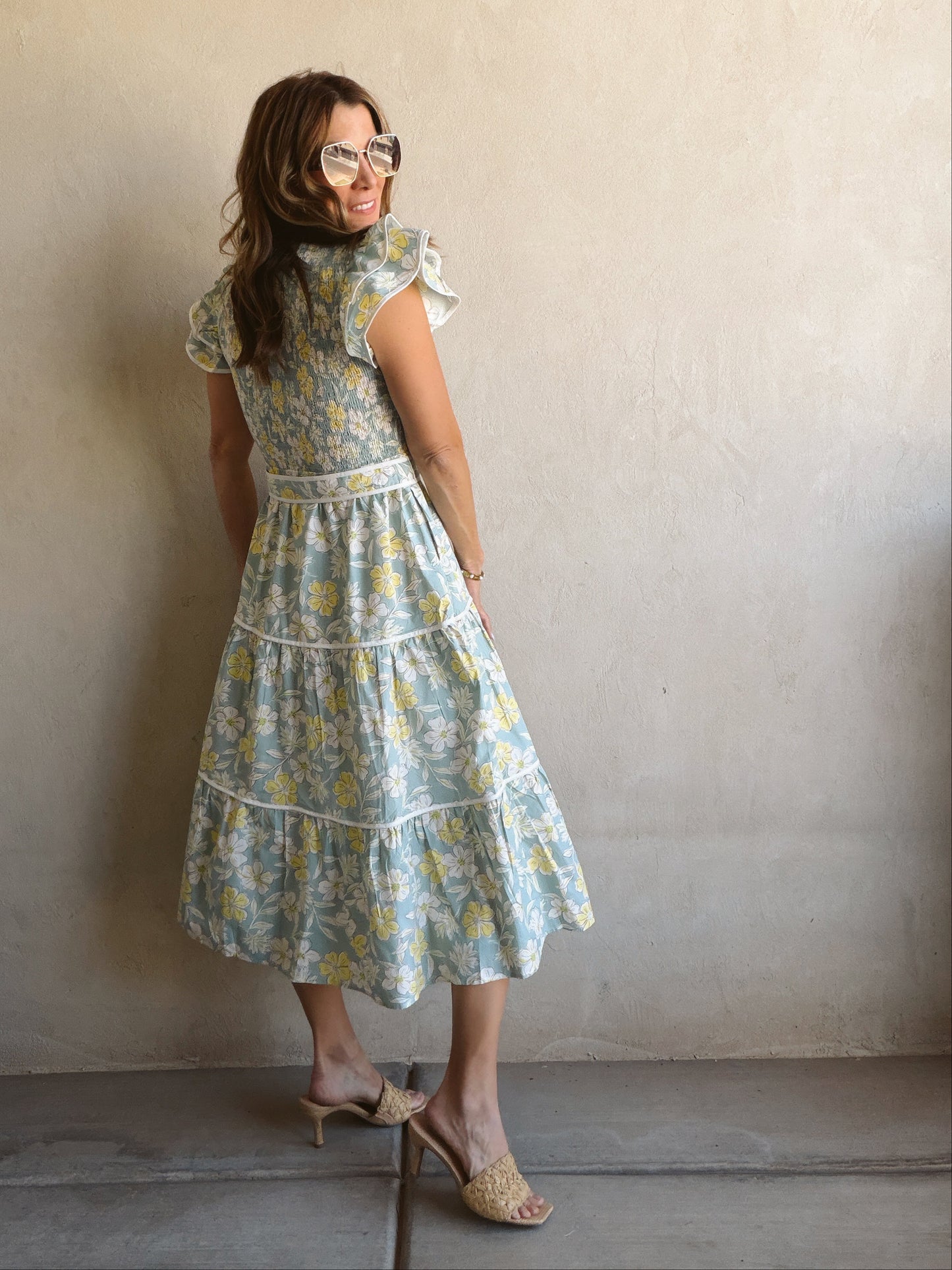 Cassandra Dress in Mint Floral