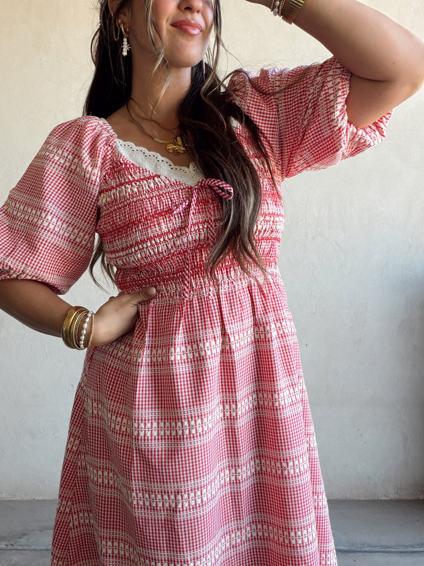 Liliana Dress in Red Check