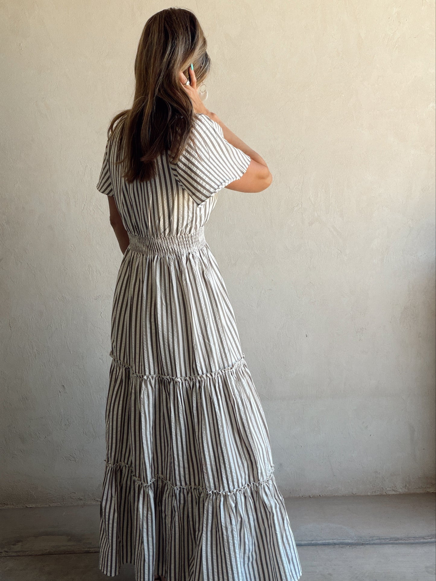 Eden Dress in Cream & Mocha