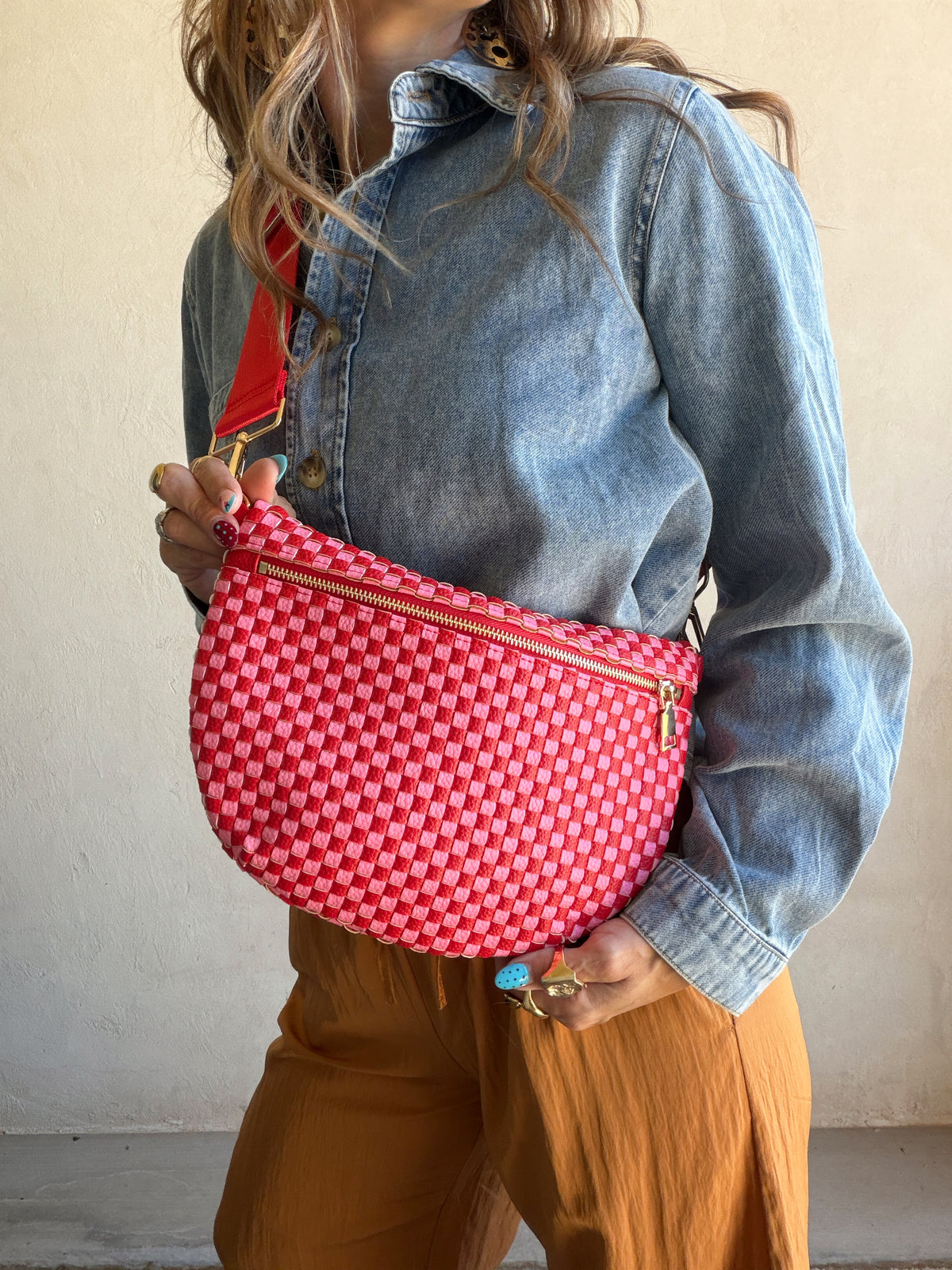 Betty Crossbody Bag in Raspberry & Pink