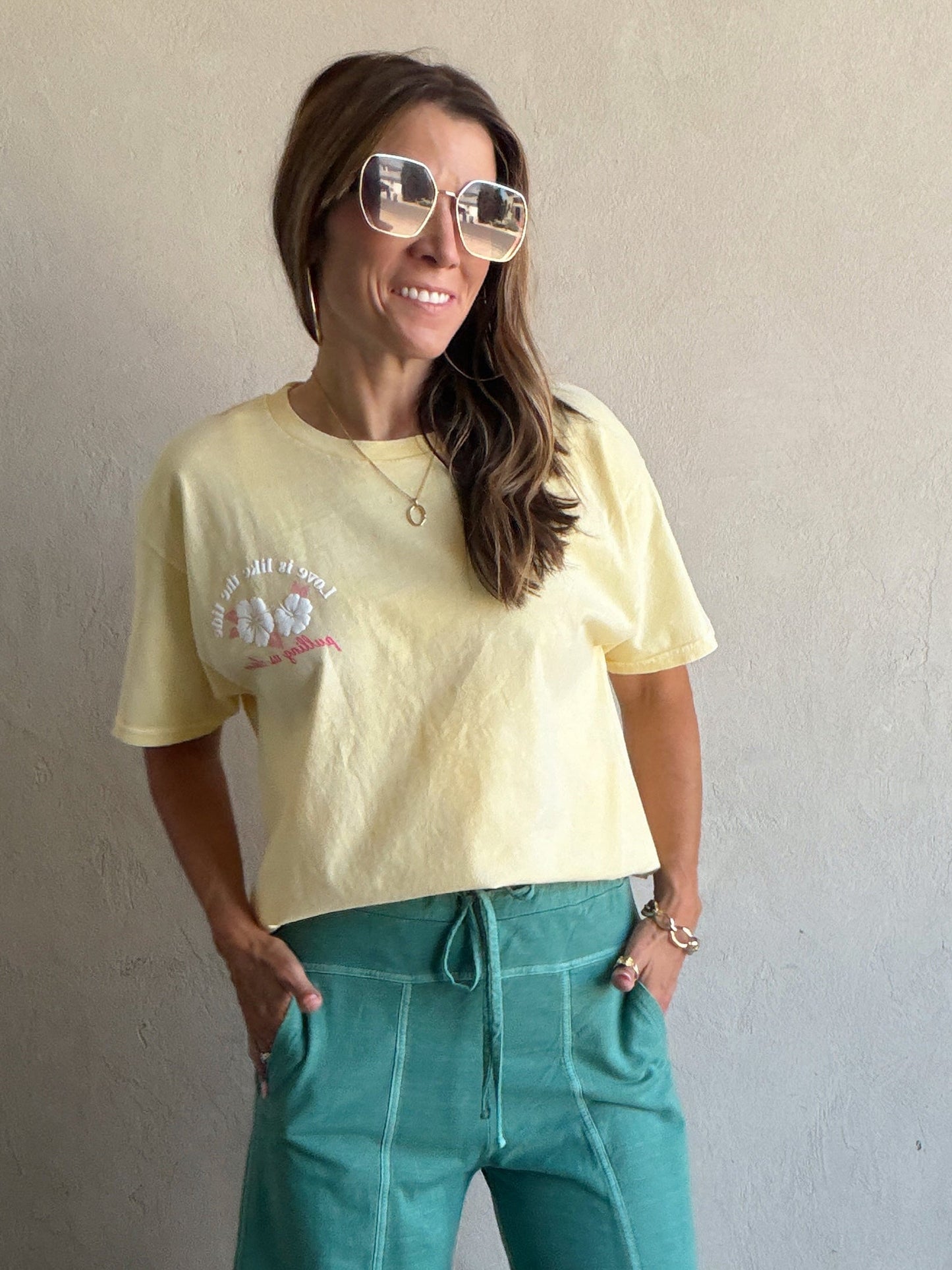 Love is like the Tide Tee in Soft Yellow
