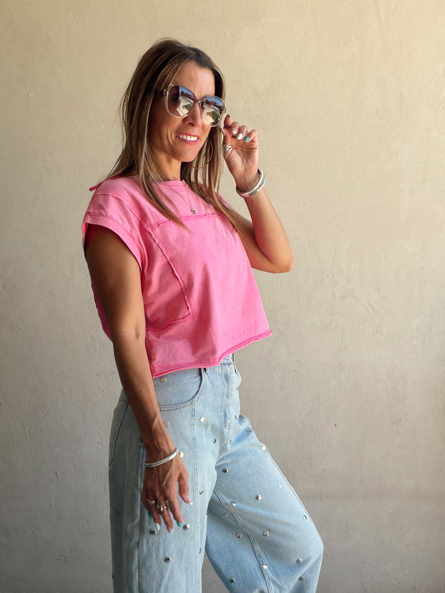 Emmie Top in Mineral Wash Pink