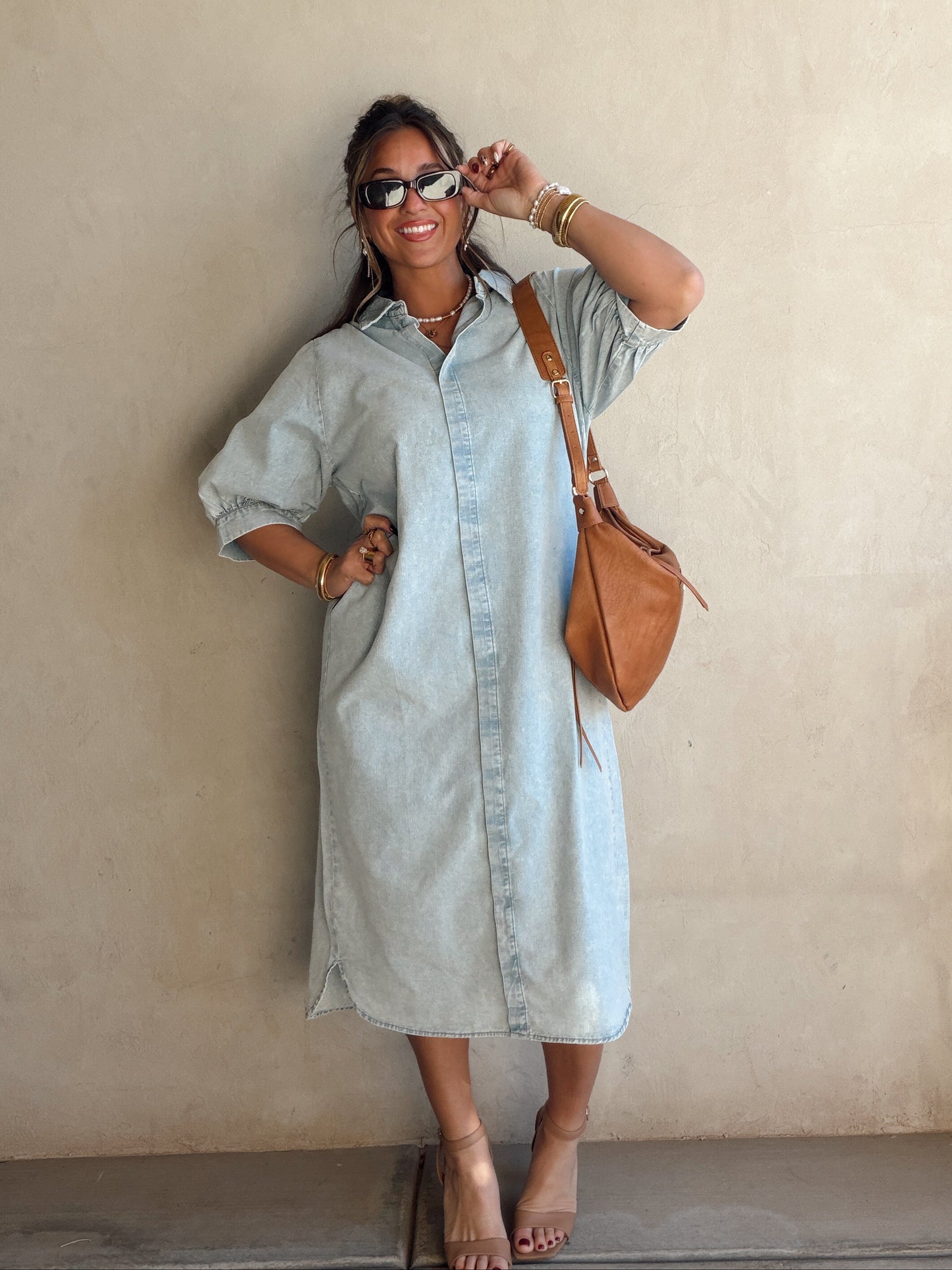 Anya Denim Dress in Light Wash