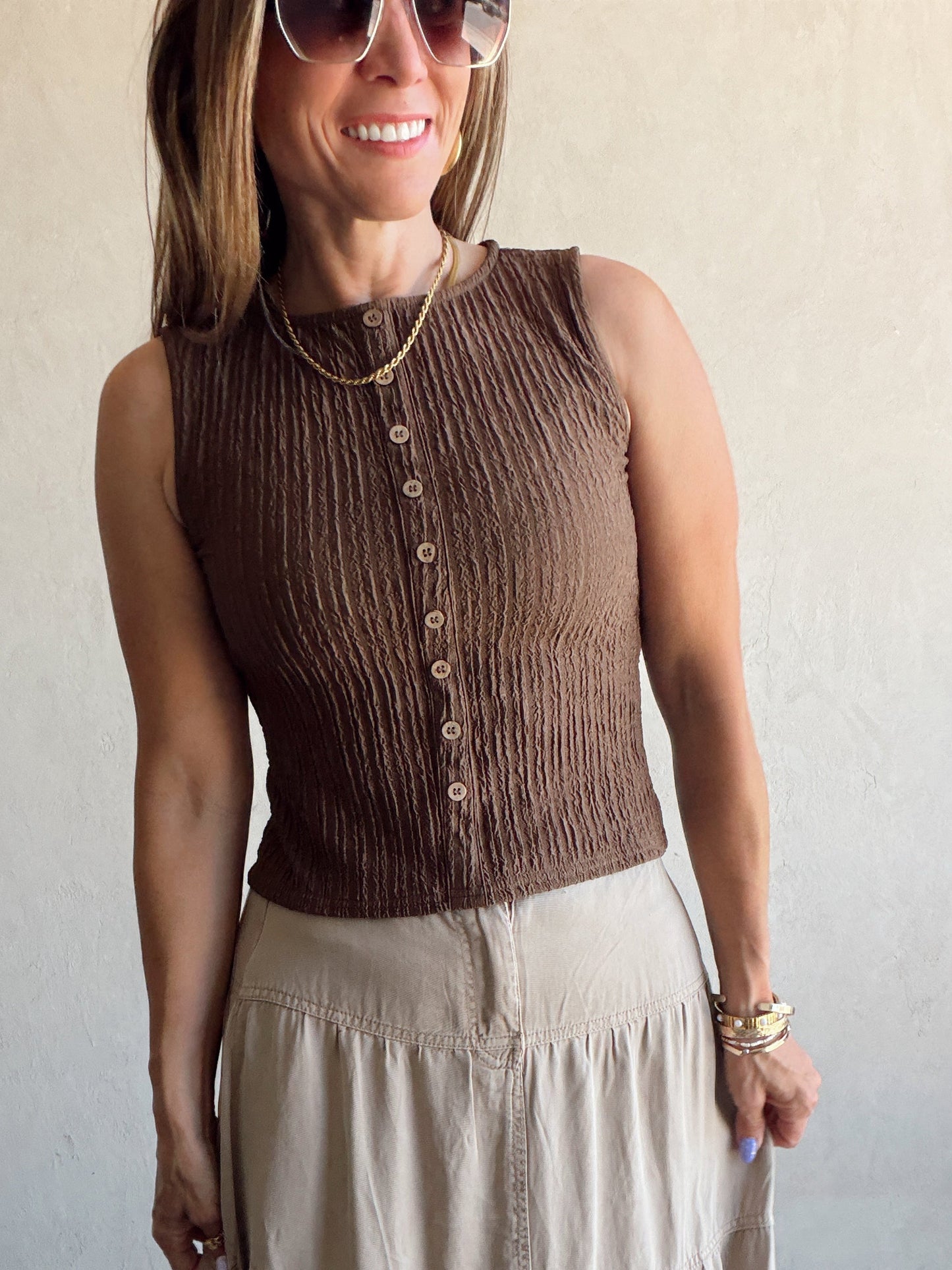 Serafina Tank in Brown