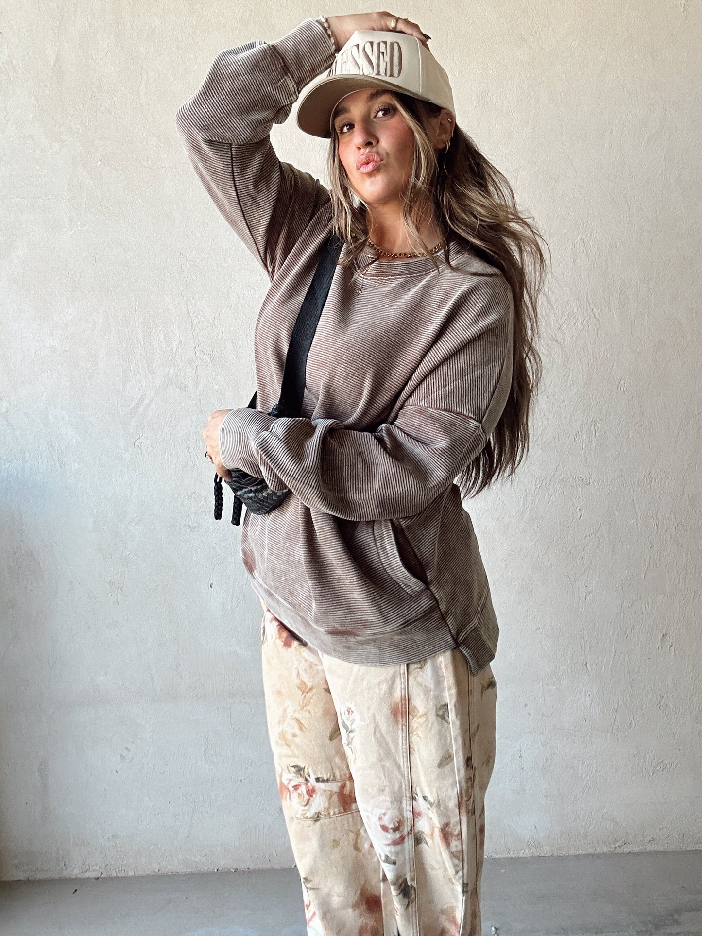 Dallas Double Ribbed Pullover in Chocolate