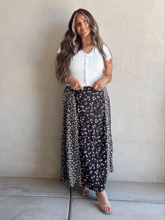 Randi Floral Skirt in Black