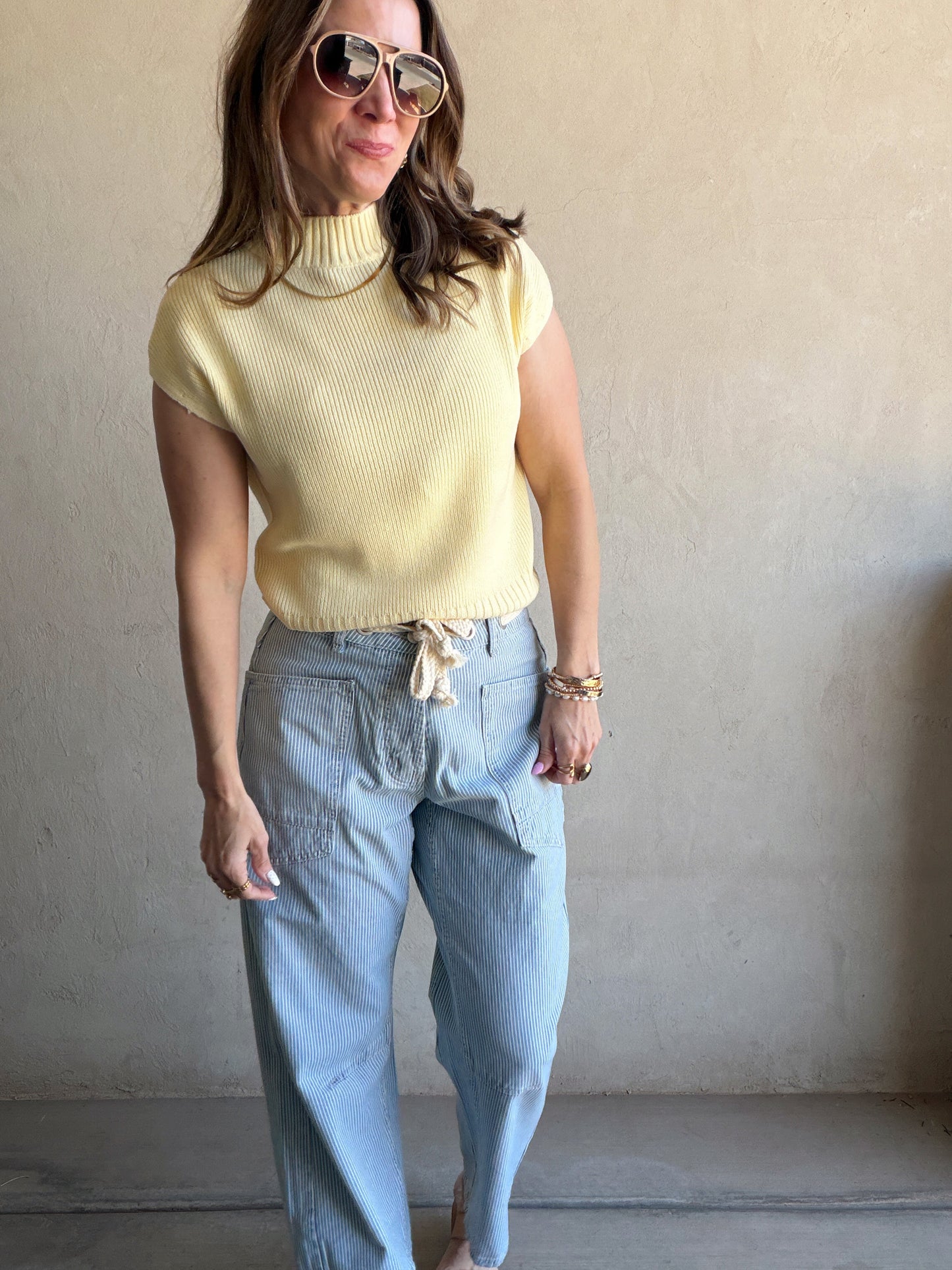 Georgia Striped Barrel Pants Blue & White