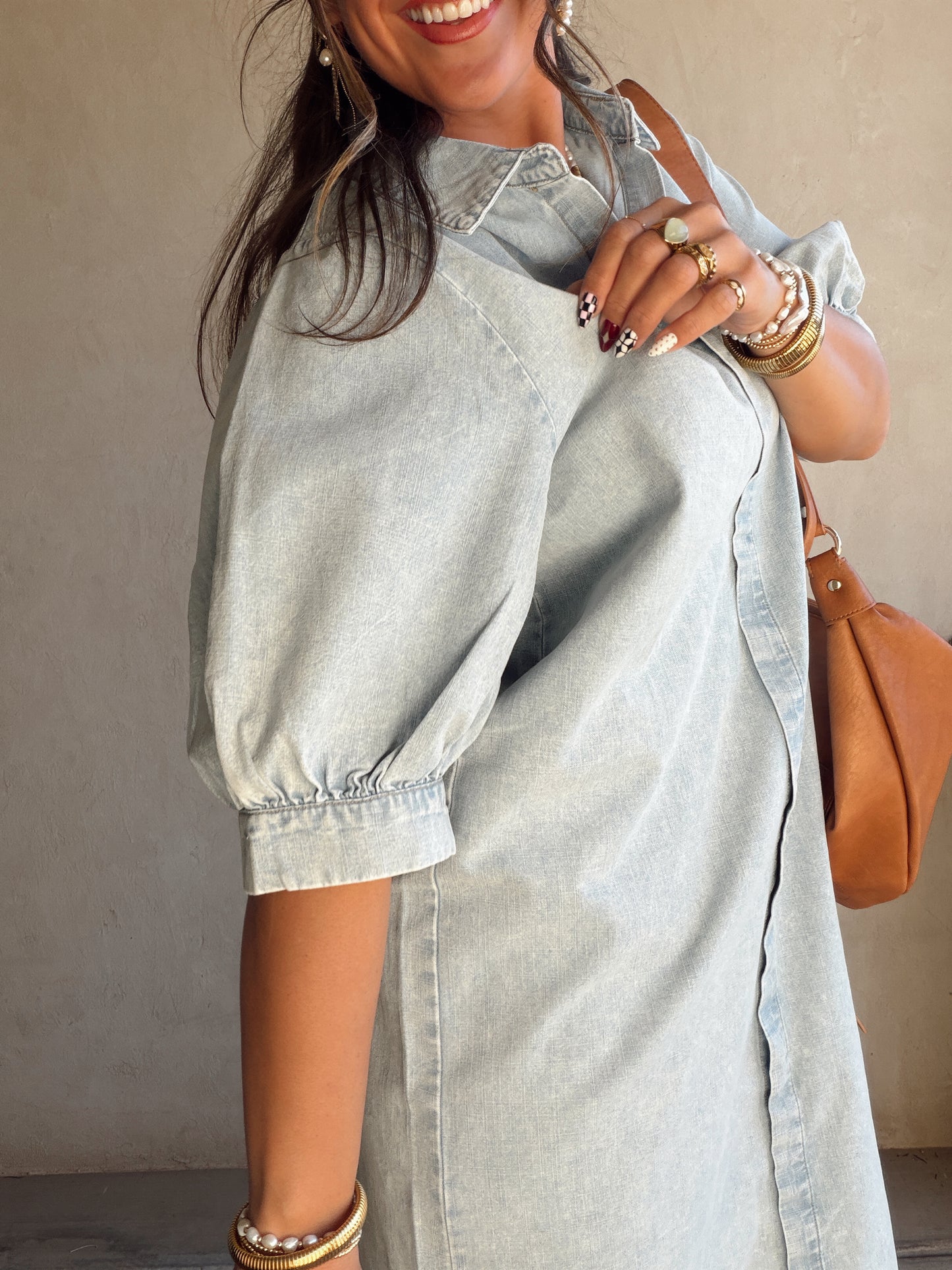 Anya Denim Dress in Light Wash