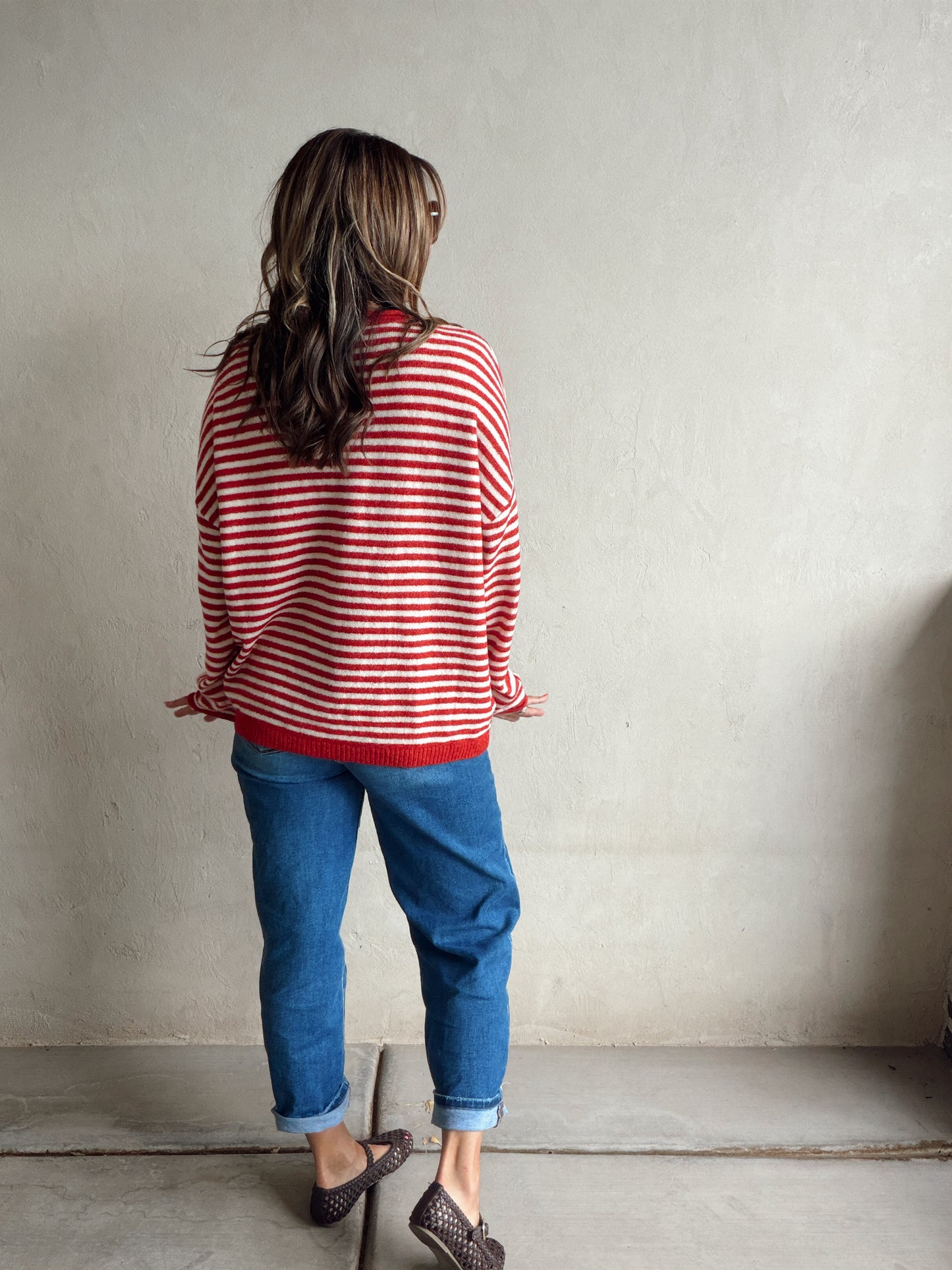 Hanna Henley Sweater in Red