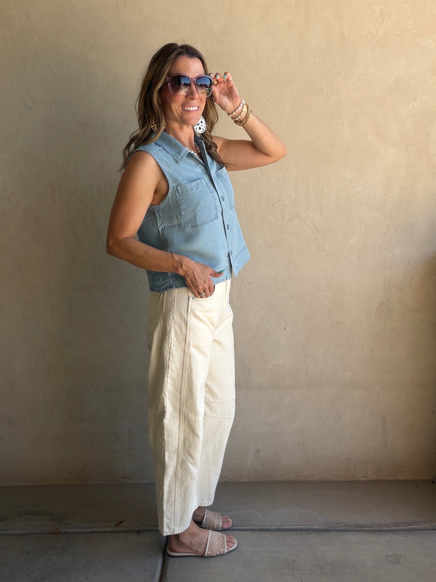 Cassy Barrel Pants in Cream