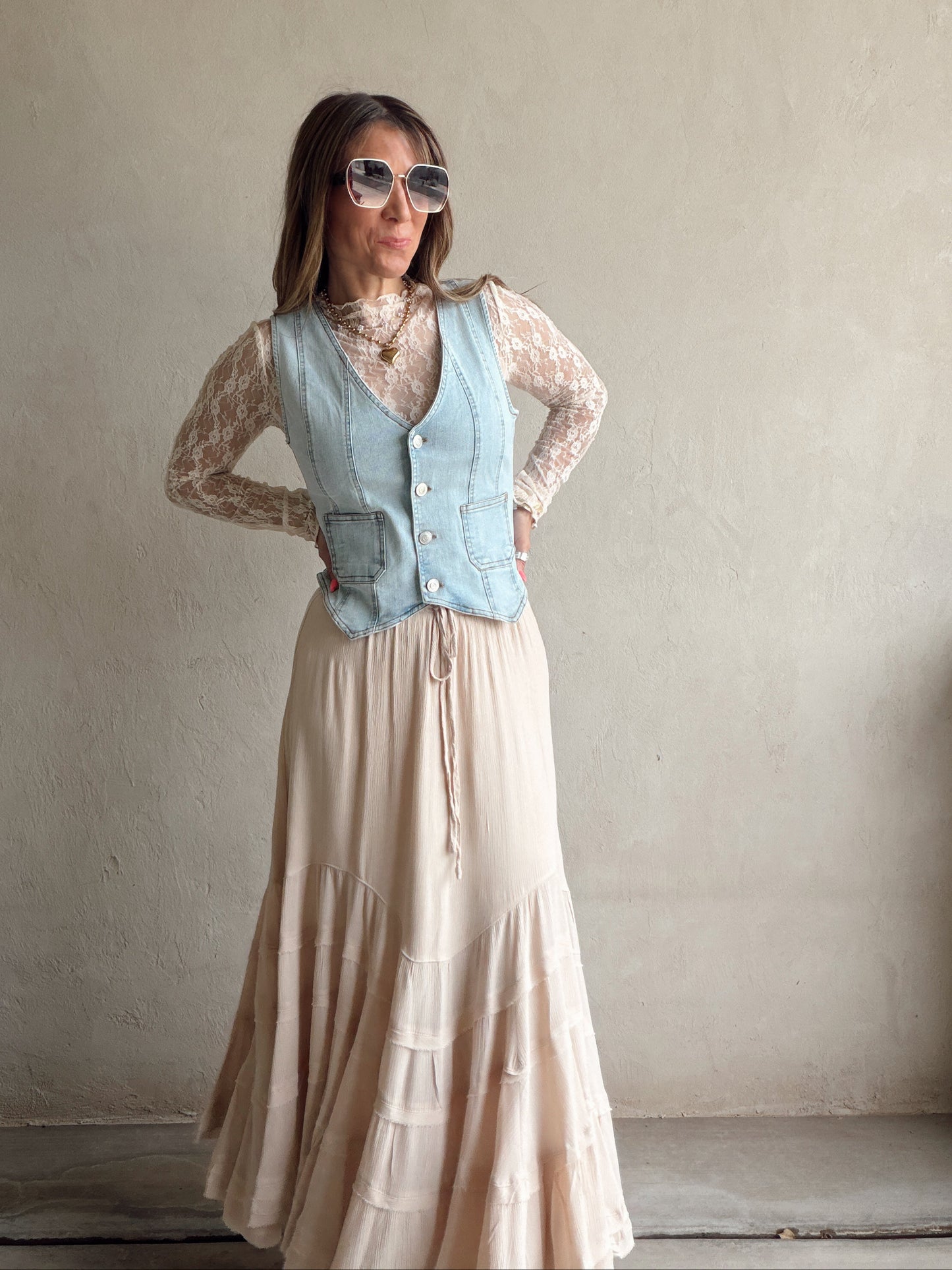 Madison Vest in Light Denim