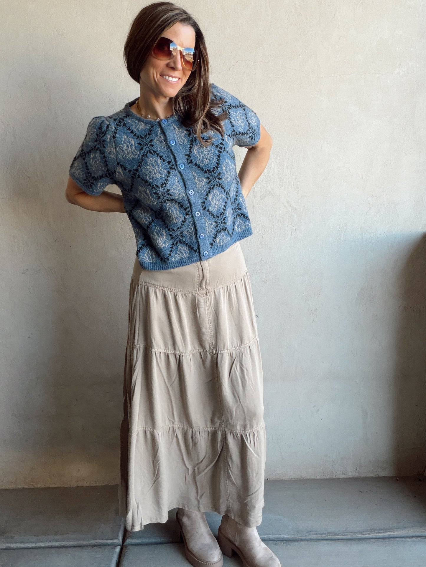 Bella Tiered Skirt in Taupe