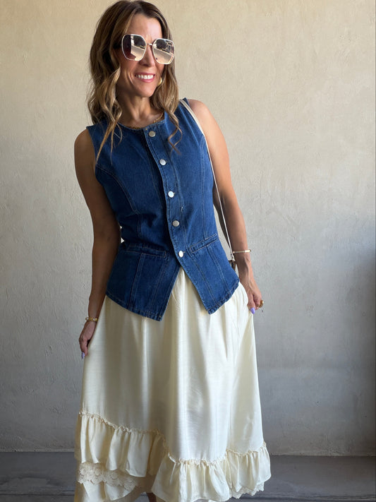 Nat Vest in Dark Denim