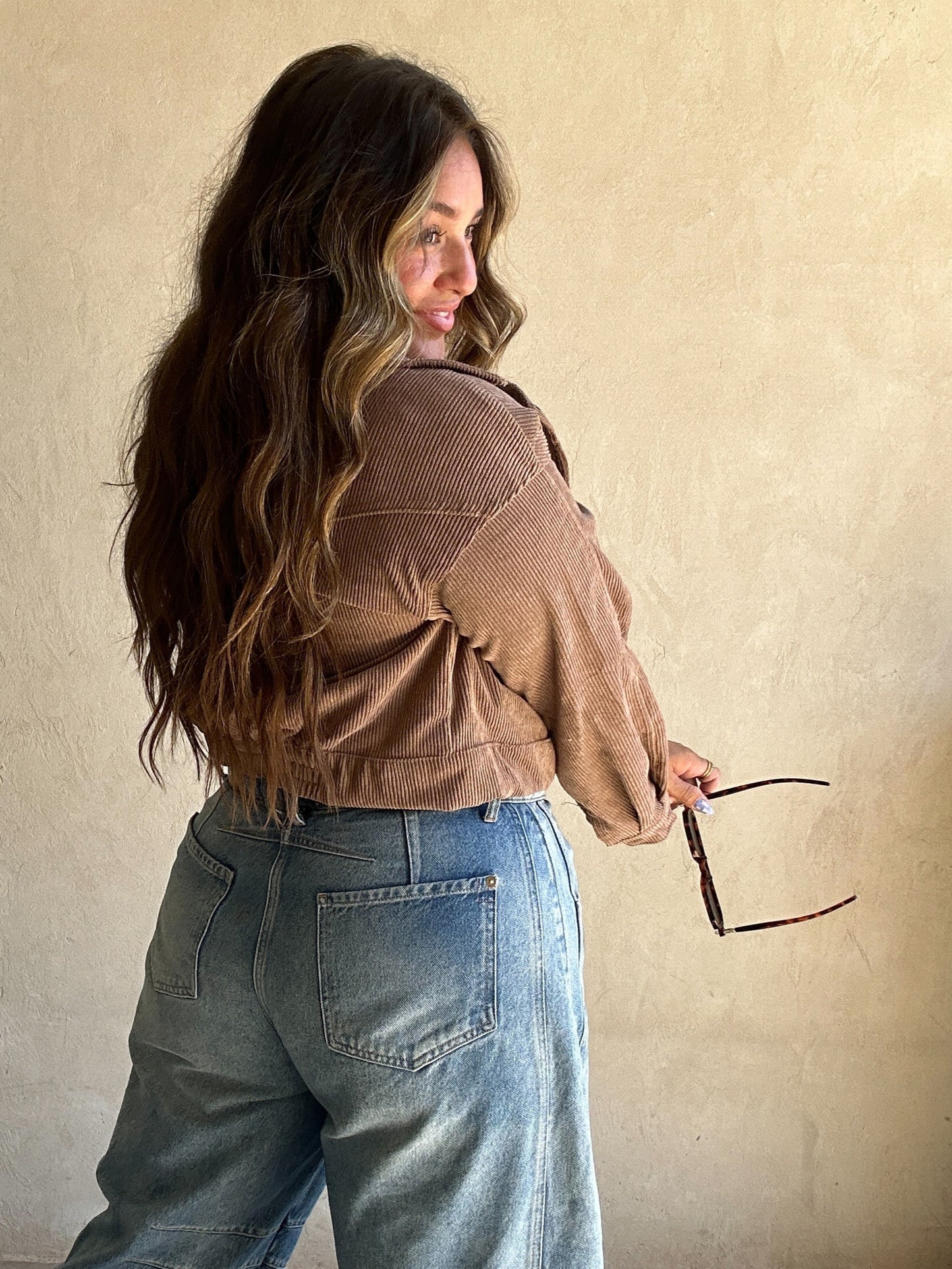Baylor Corduroy Moto Jacket in Coco