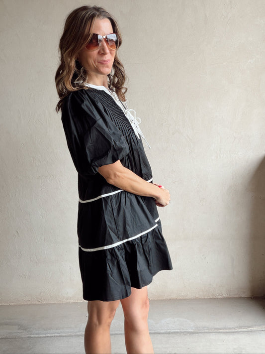 Piper Tiered Midi Dress in Black