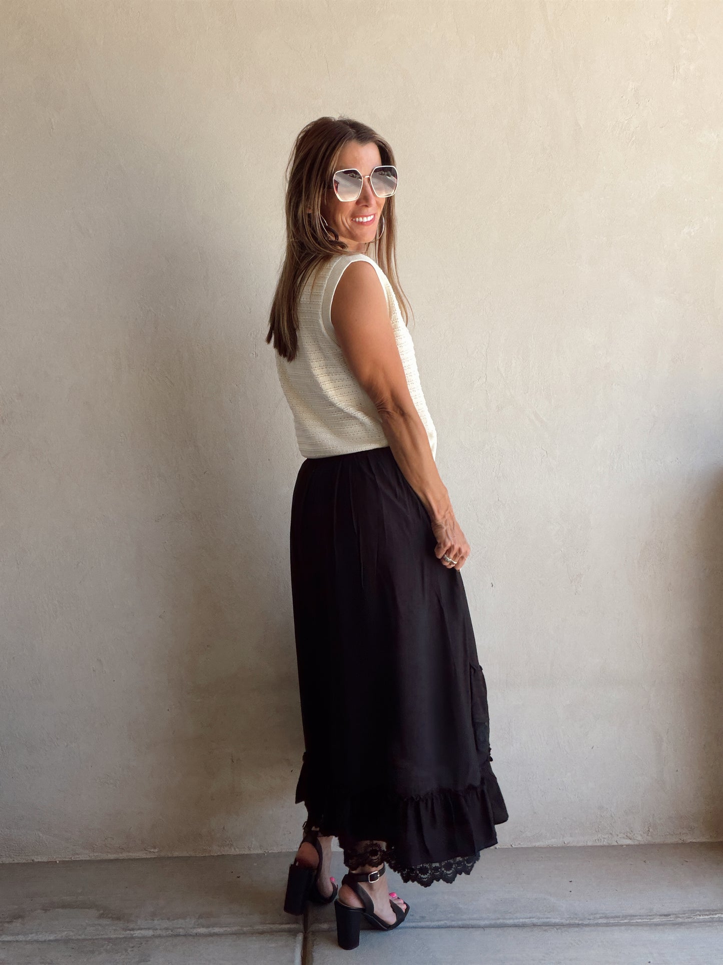 Jordy Lace Detailed Skirt in Black