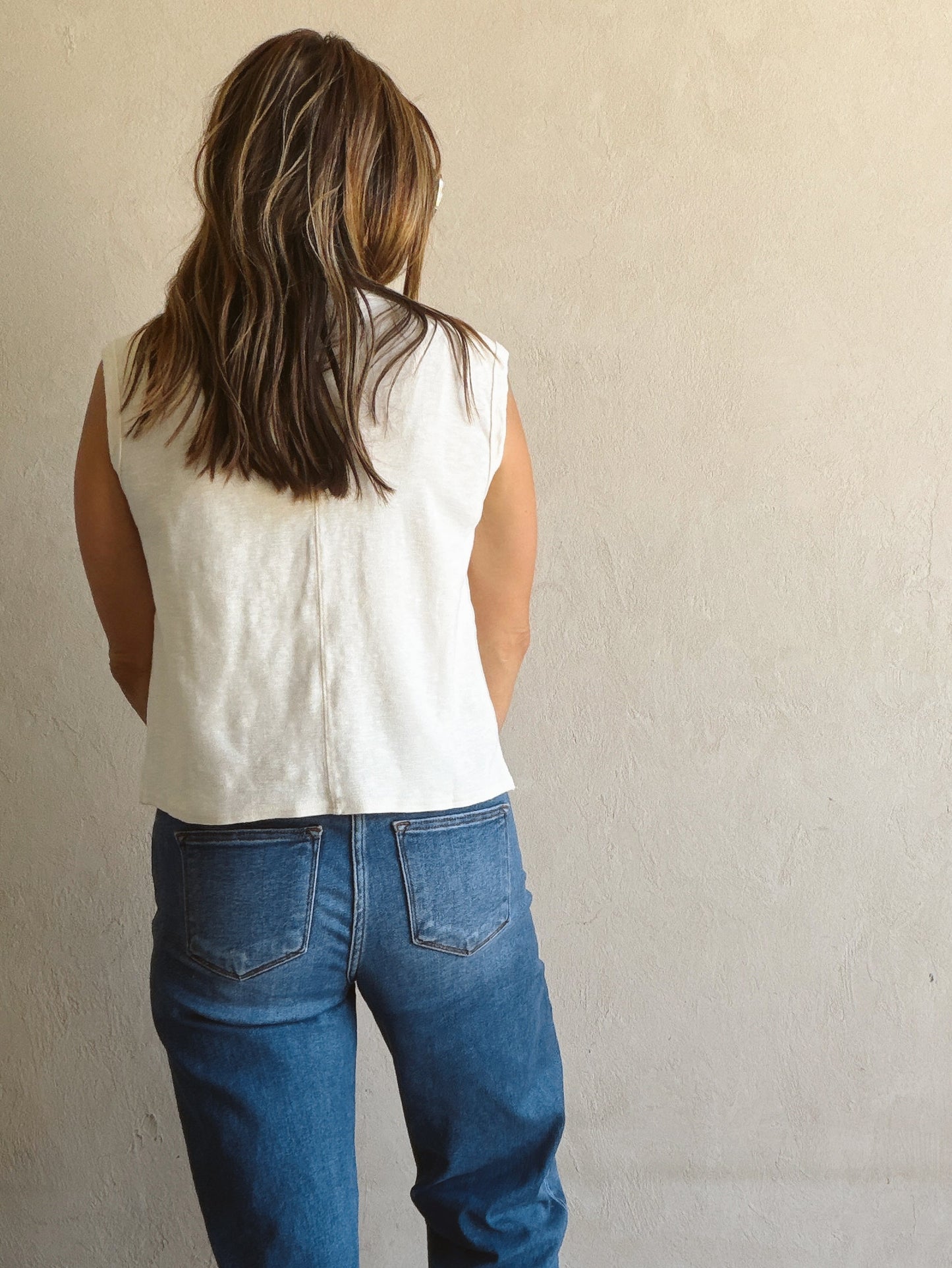 Wren Sleeveless Tank in Cream