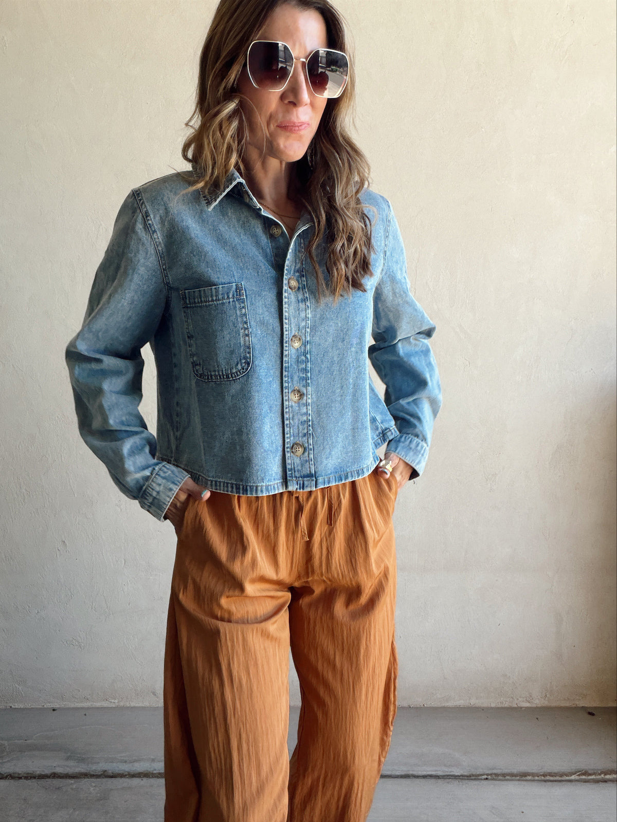 Trina Collared Denim Top