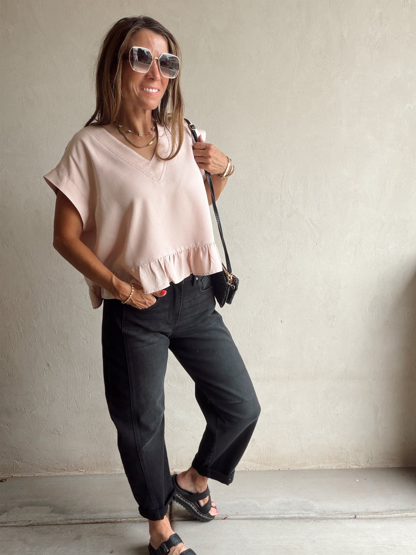 Denise Ruffle Top in Dusty Pink